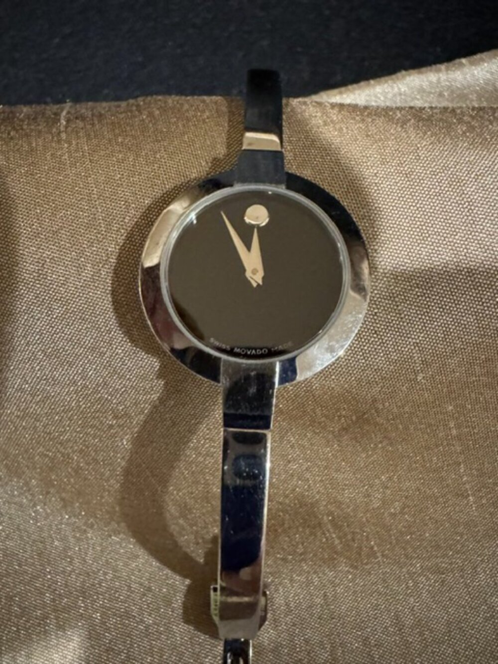 Movado Women's Black Dial Stainless Steel Ela Bangle Swiss watch!!!